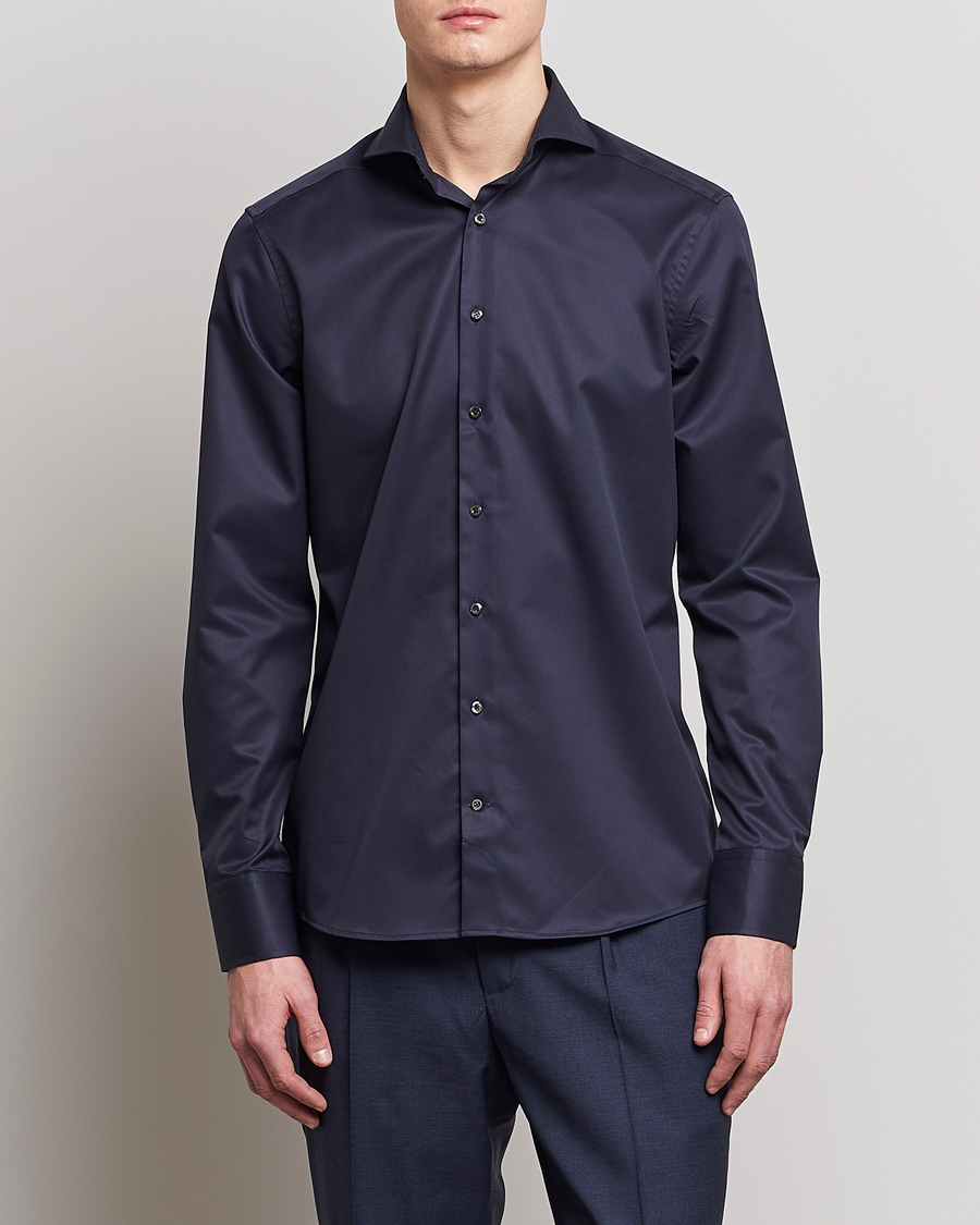 Herr | Skjortor | Stenströms | Slimline Extreme Cut Away Shirt Navy