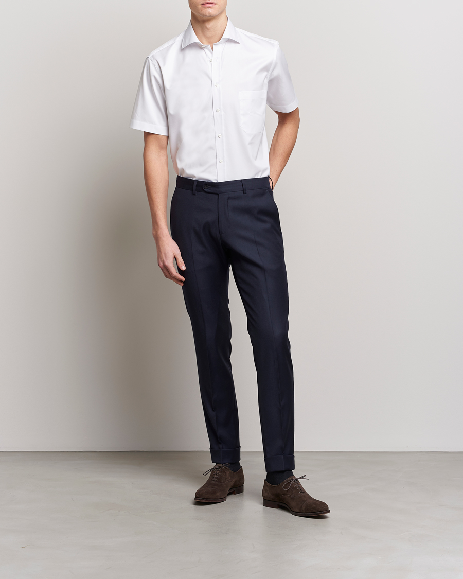 Herr | Skjortor | Stenströms | Fitted Body Short Sleeve Twill Shirt White