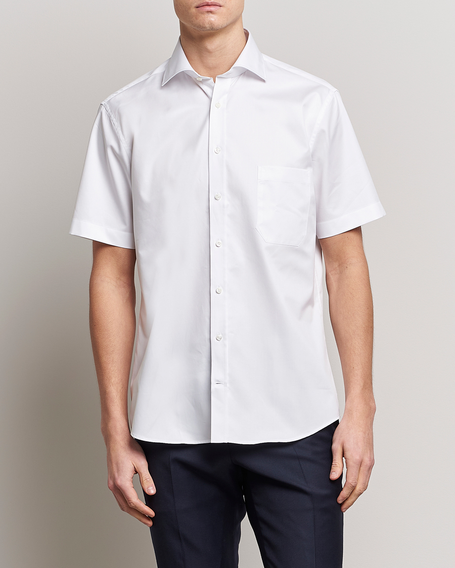 Herr | Skjortor | Stenströms | Fitted Body Short Sleeve Twill Shirt White