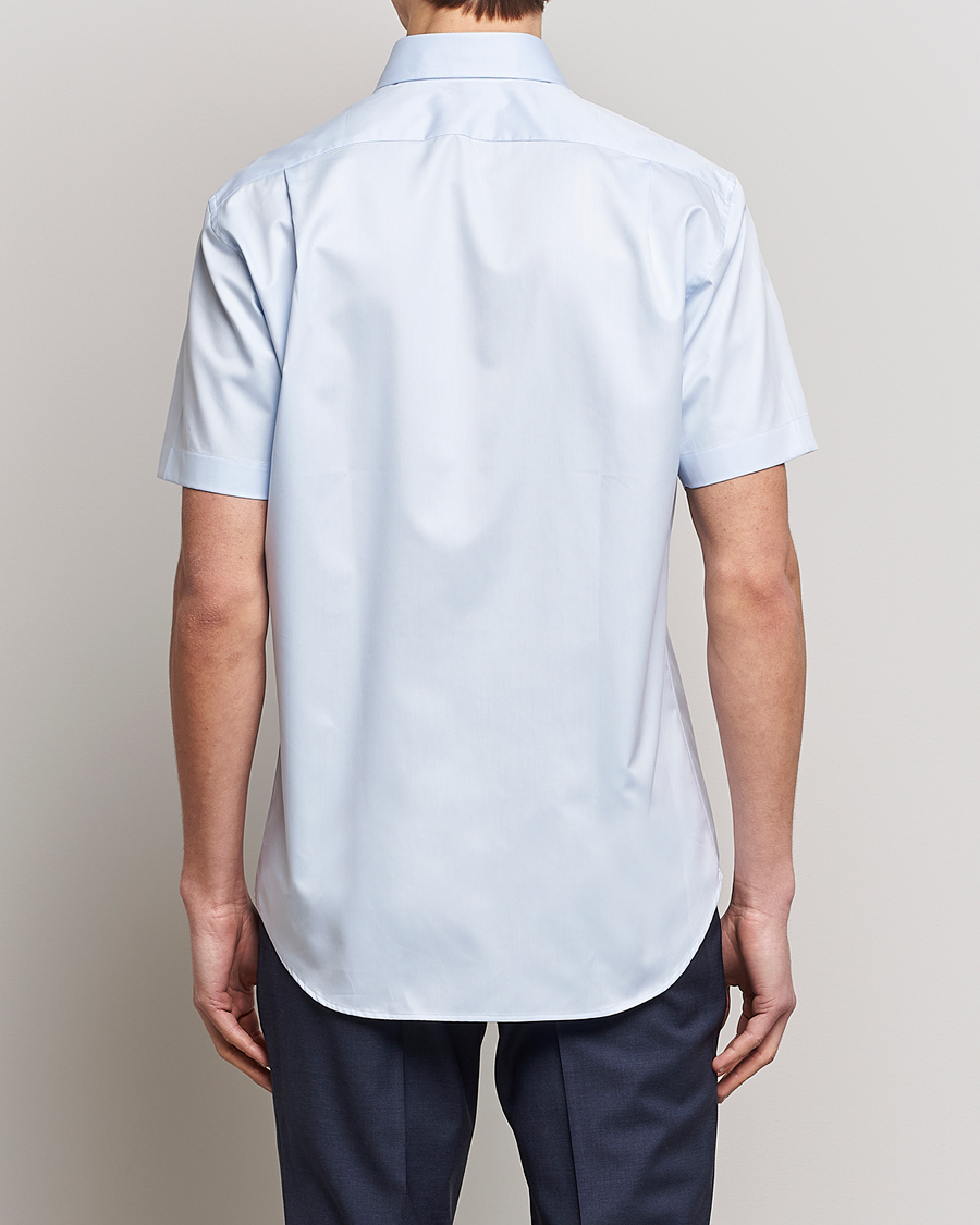 Herr | Skjortor | Stenströms | Fitted Body Short Sleeve Twill Shirt Light Blue