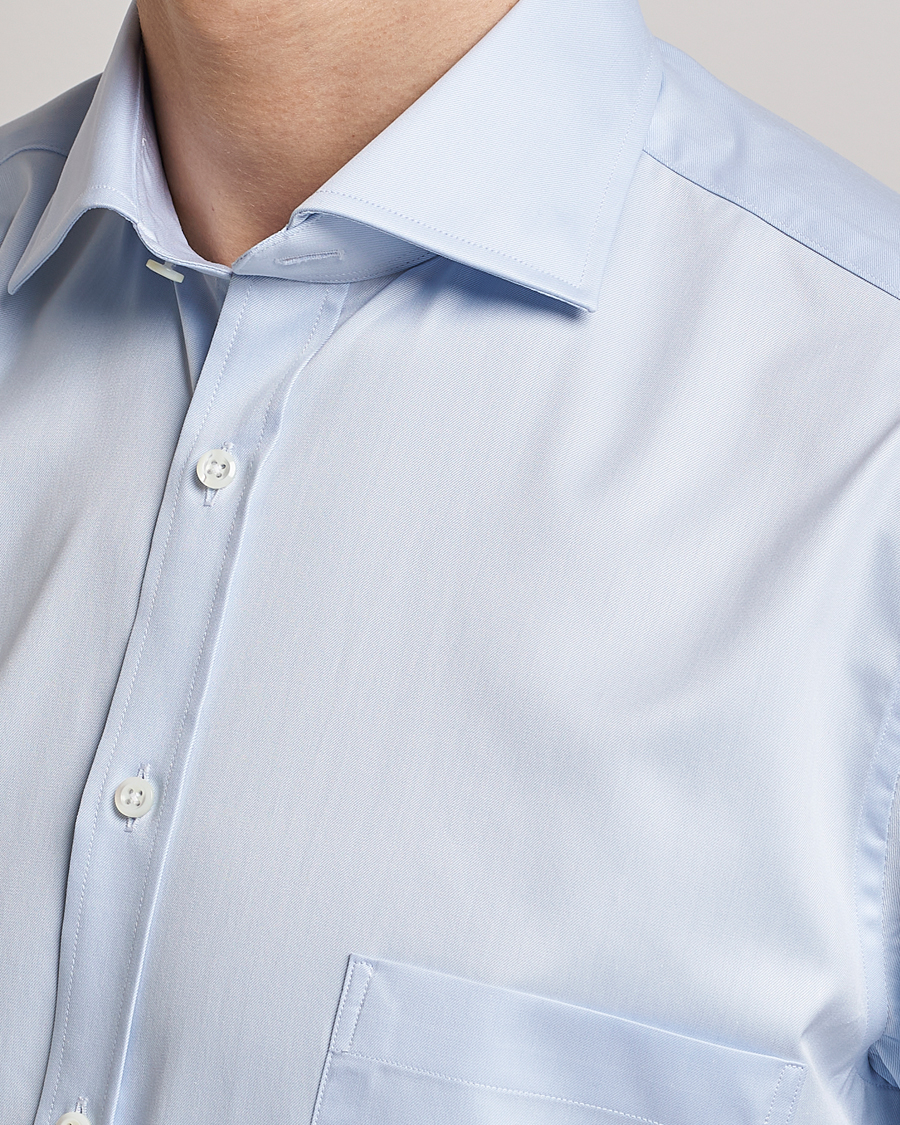 Herr | Skjortor | Stenströms | Fitted Body Short Sleeve Twill Shirt Light Blue