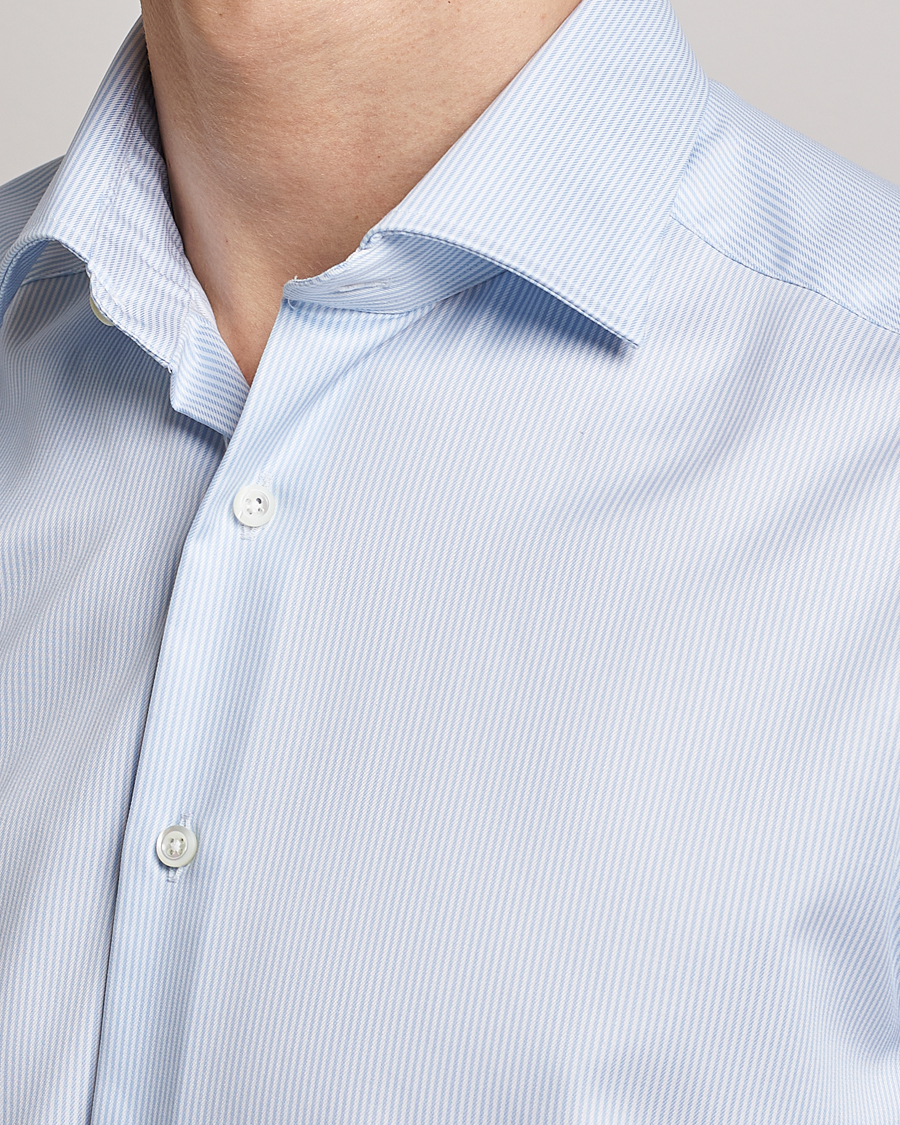 Herr | Skjortor | Stenströms | Superslim Cotton Twill Striped Shirt Blue/White