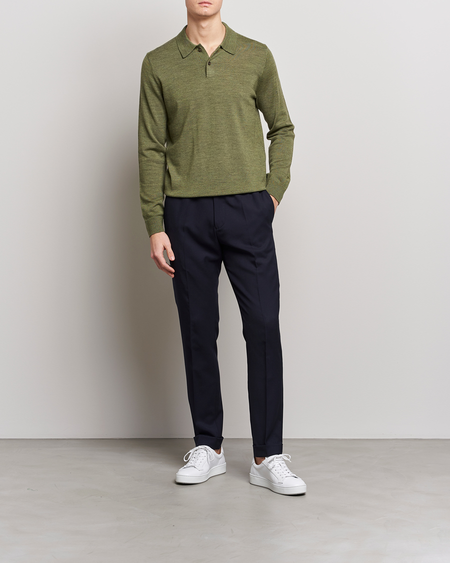 Herr | Tröjor | Morris | Merino Knitted Polo Olive