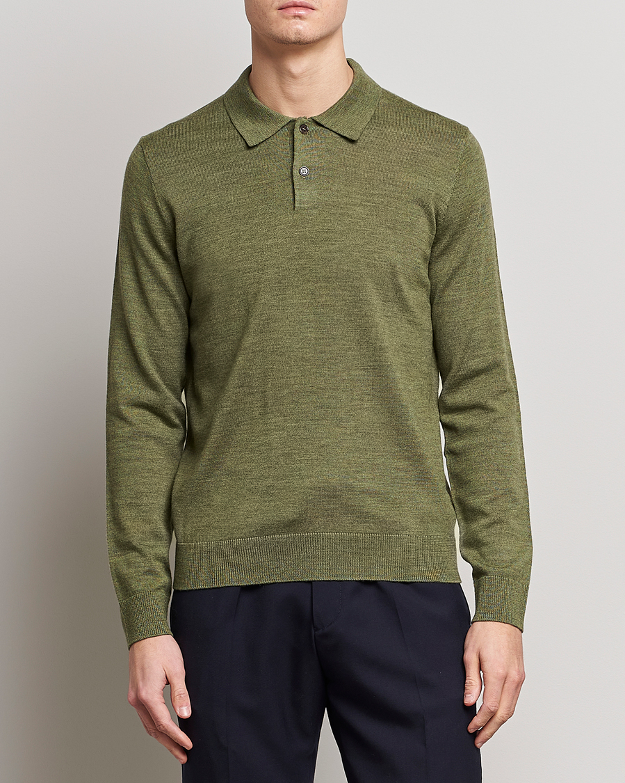 Herr | Tröjor | Morris | Merino Knitted Polo Olive