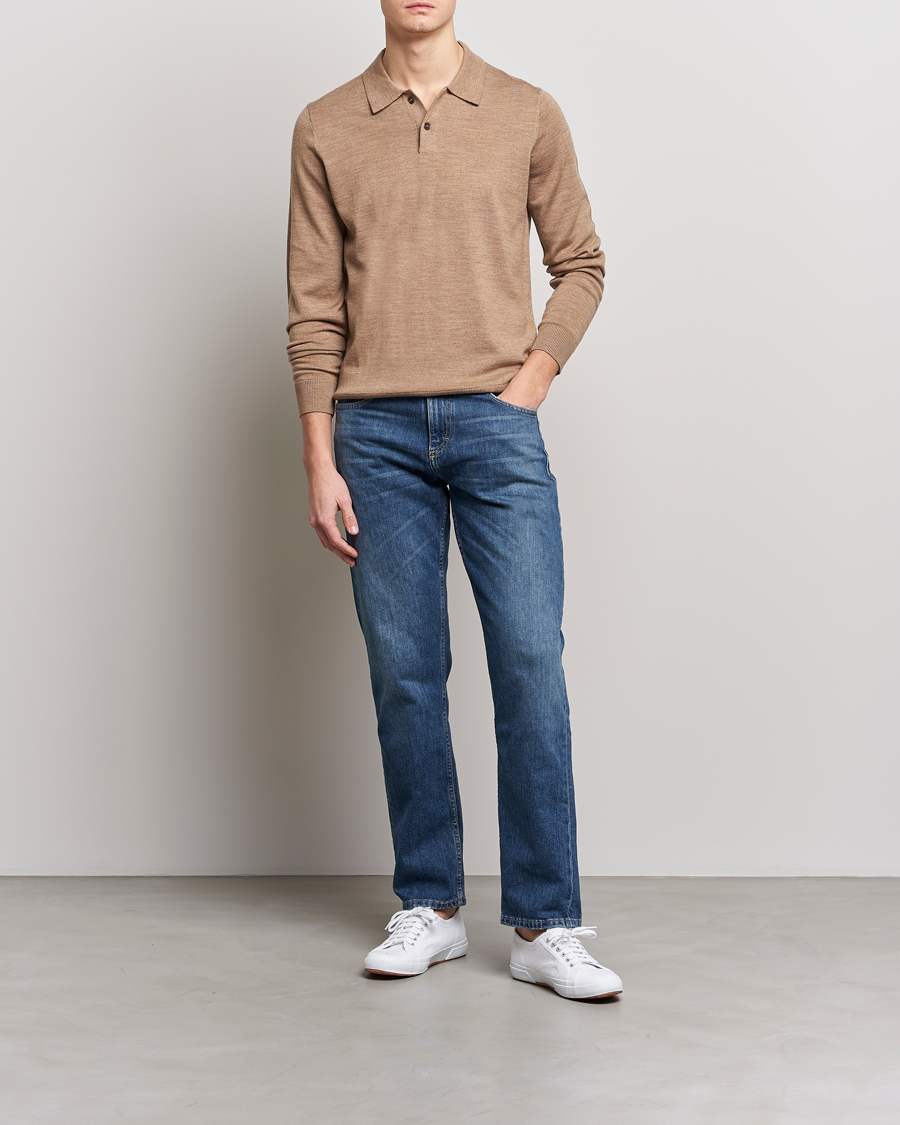 Herr | Tröjor | Morris | Merino Knitted Polo Khaki