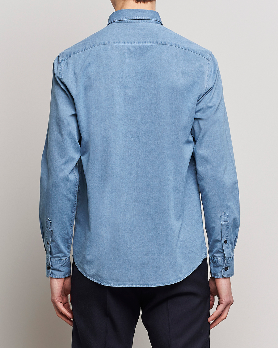 Herr | Skjortor | Sunspel | Cotton Twill Indigo Shirt Light Indigo