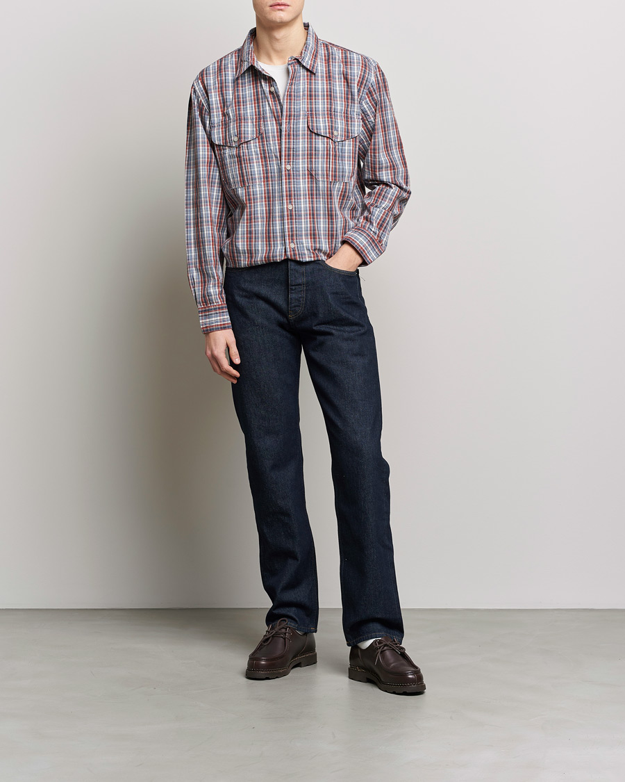Herr | Skjortor | Filson | Washed Feather Cloth Shirt Navy/Iron/Ivory