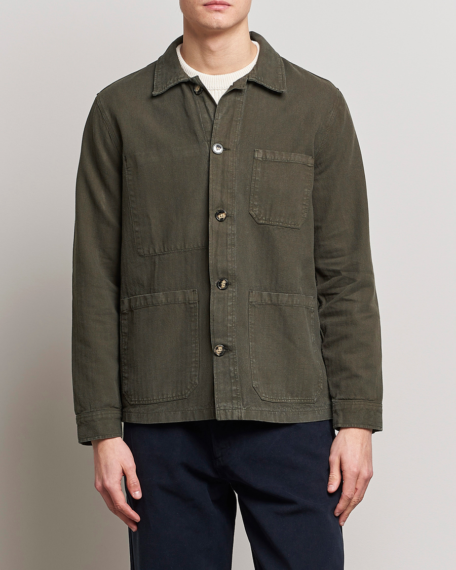 Herr | A Day's March | A Day's March | Original Herringbone Overshirt Regular Fit Olive