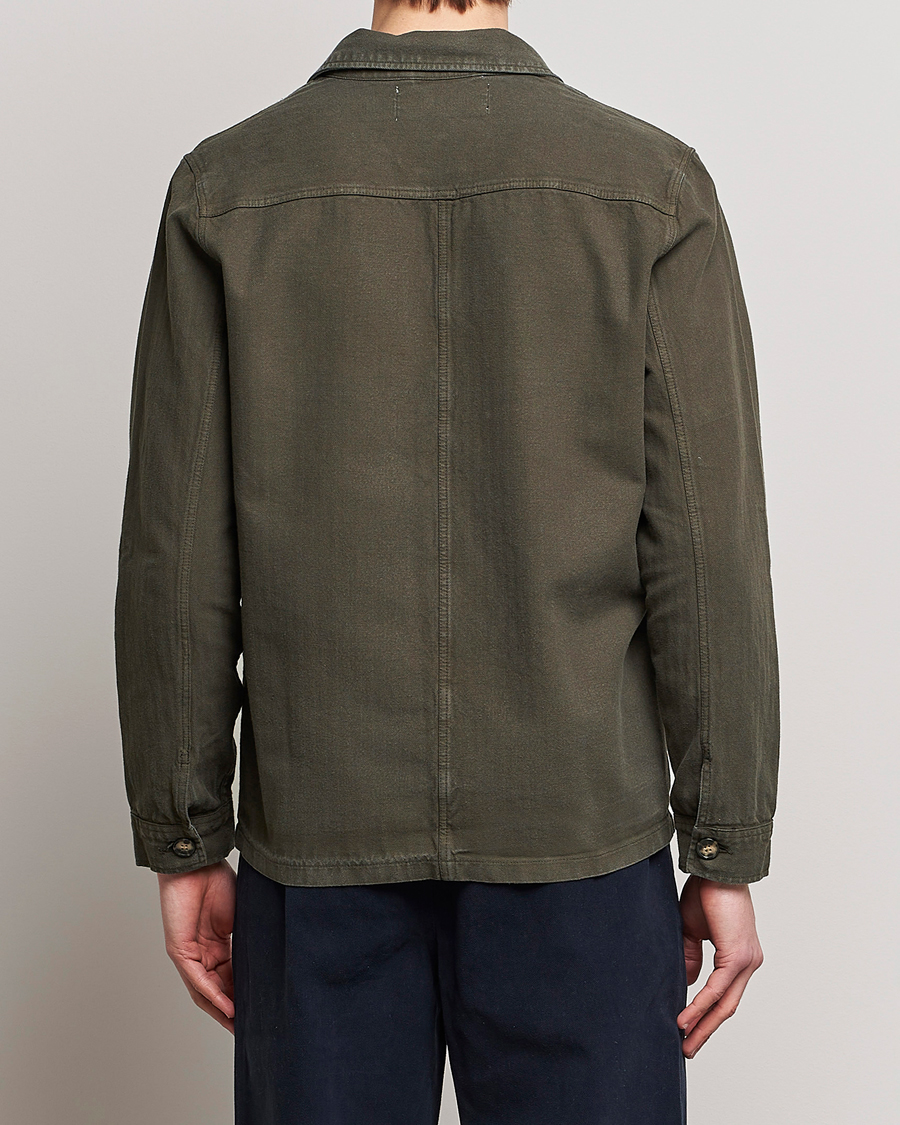 Herr | Skjortor | A Day's March | Original Herringbone Overshirt Regular Fit Olive