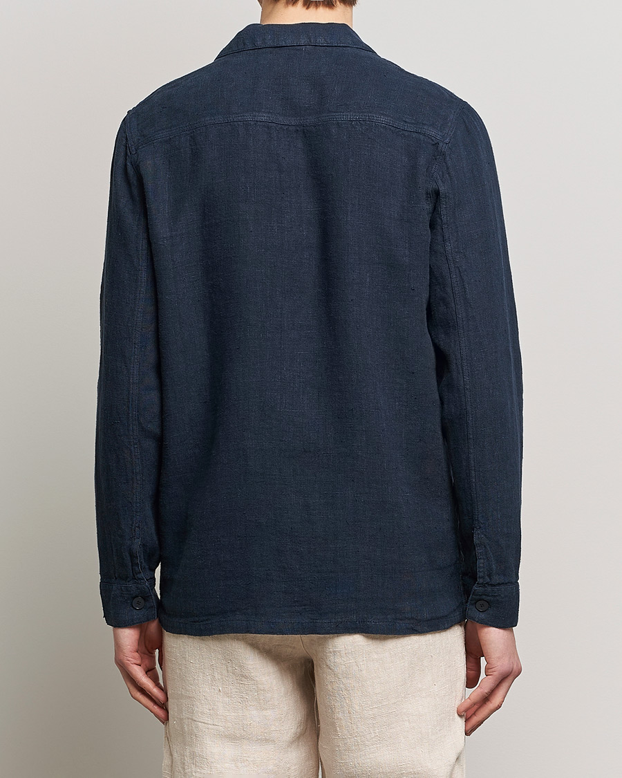 Herr | Skjortor | A Day's March | Bangher Linen Overshirt Navy
