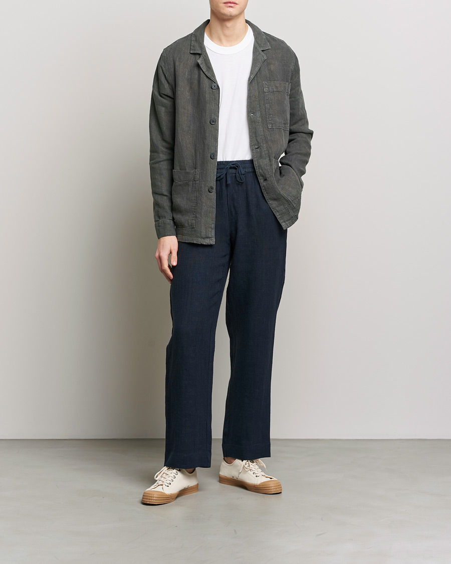 Herr | Skjortor | A Day's March | Bangher Linen Overshirt Olive