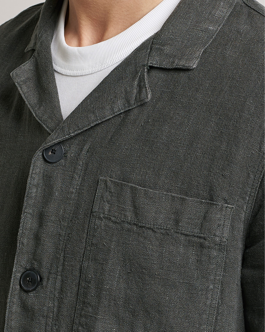 Herr | Skjortor | A Day's March | Bangher Linen Overshirt Olive