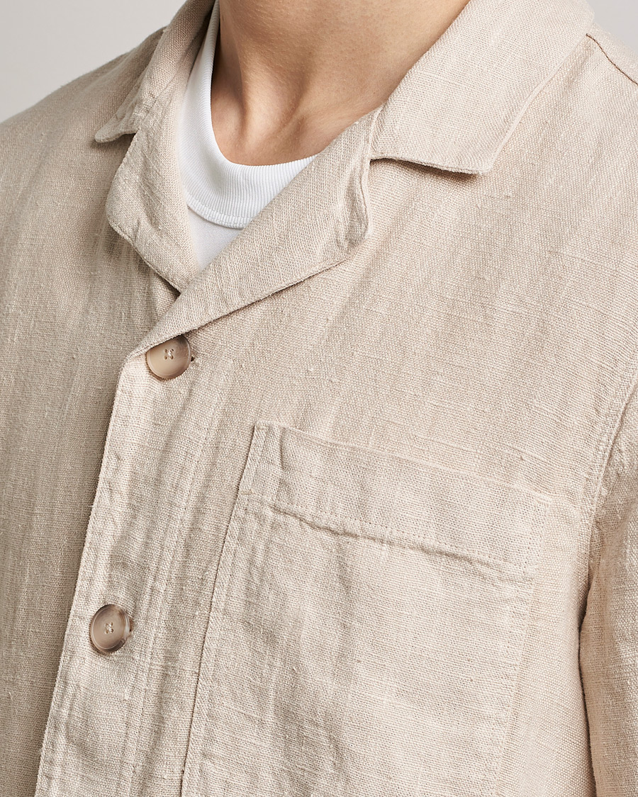 Herr | Skjortor | A Day's March | Bangher Linen Overshirt Oyster