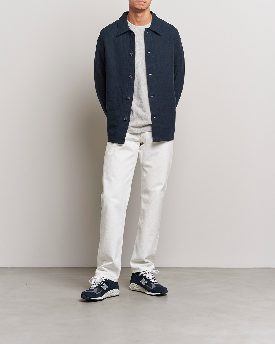 Herr | Skjortor | A Day's March | Original Linen Overshirt Navy