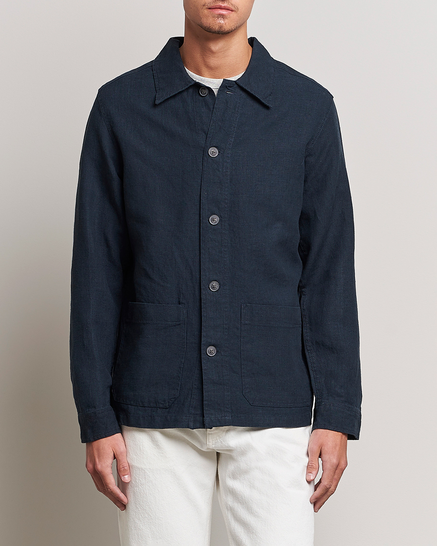Herr | A Day's March | A Day's March | Original Linen Overshirt Navy