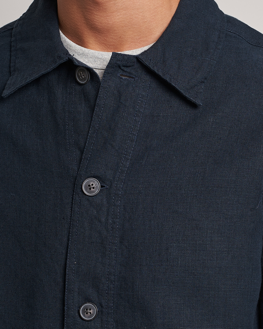 Herr | Skjortor | A Day's March | Original Linen Overshirt Navy