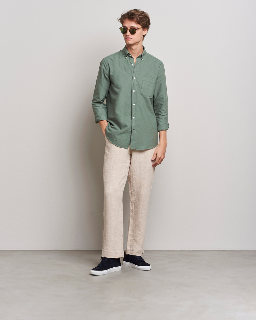 Herr | Skjortor | A Day's March | Moorgate Dyed Oxford Shirt Dusty Green