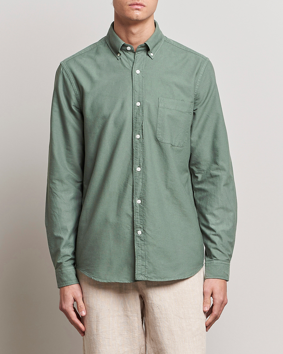 Herr | Skjortor | A Day's March | Moorgate Dyed Oxford Shirt Dusty Green
