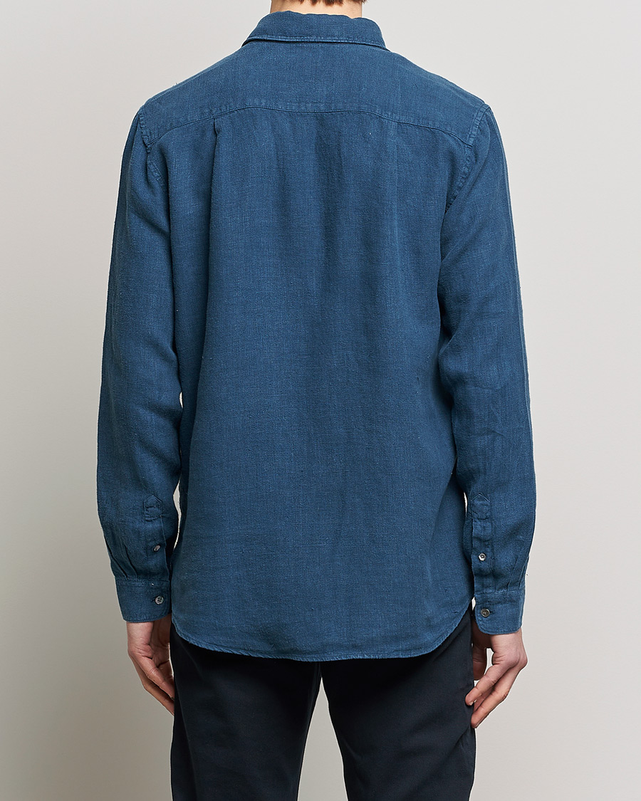 Herr | Skjortor | A Day's March | Abu Linen Shirt Indigo Blue