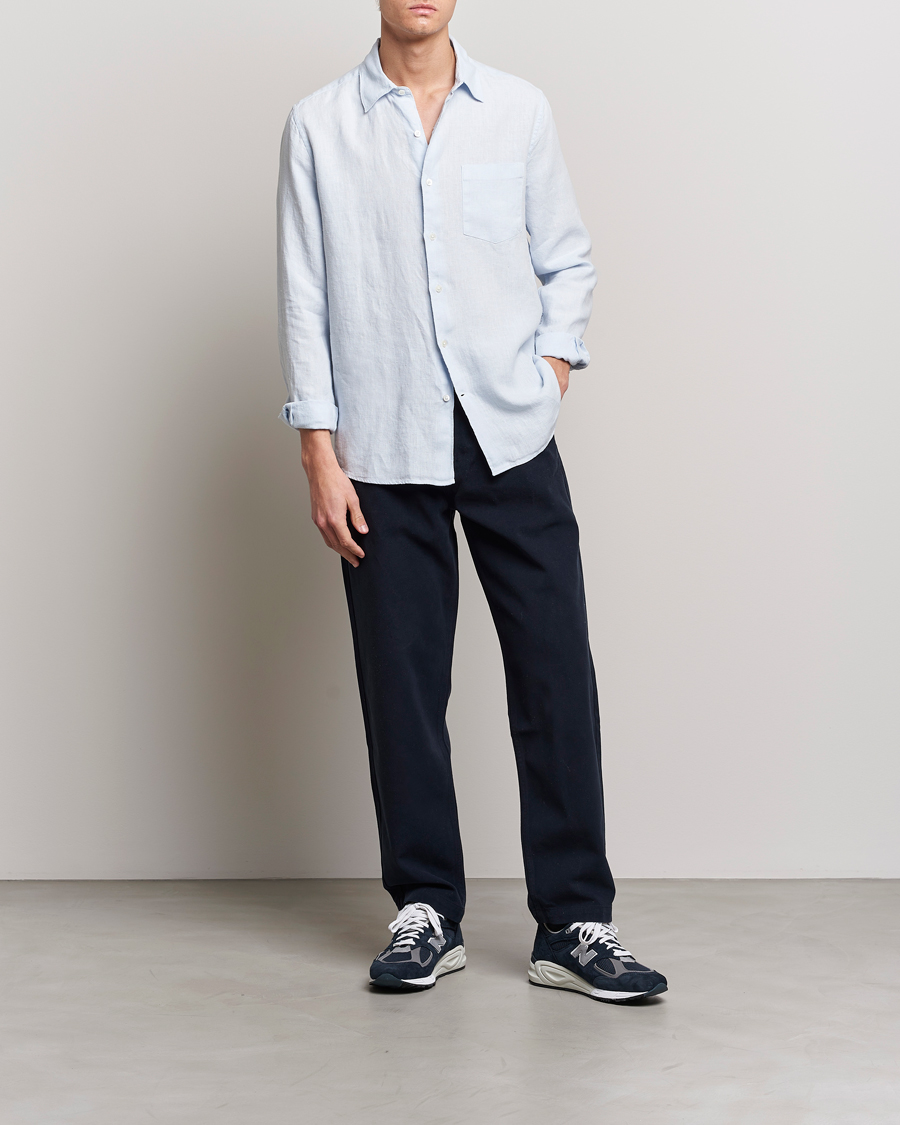 Herr | Skjortor | A Day's March | Abu Linen Shirt Light Blue