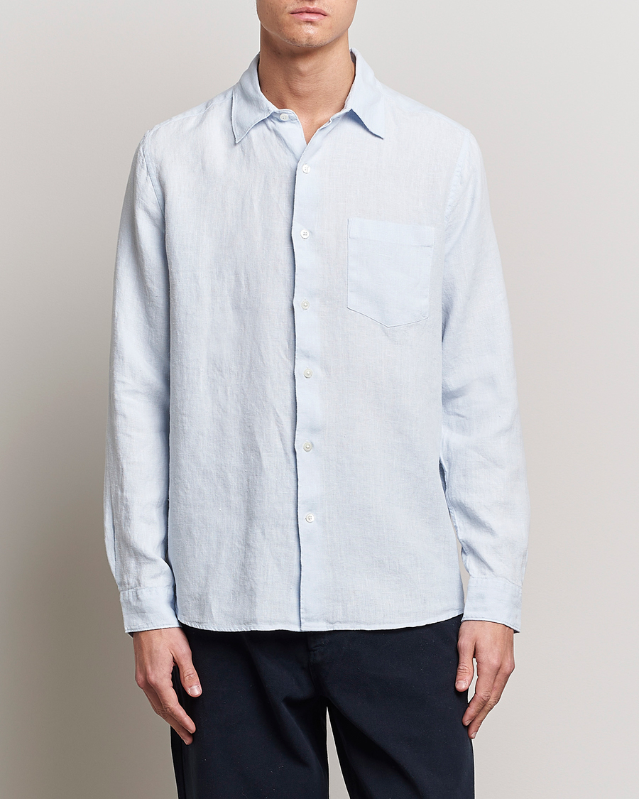 Herr | Skjortor | A Day's March | Abu Linen Shirt Light Blue