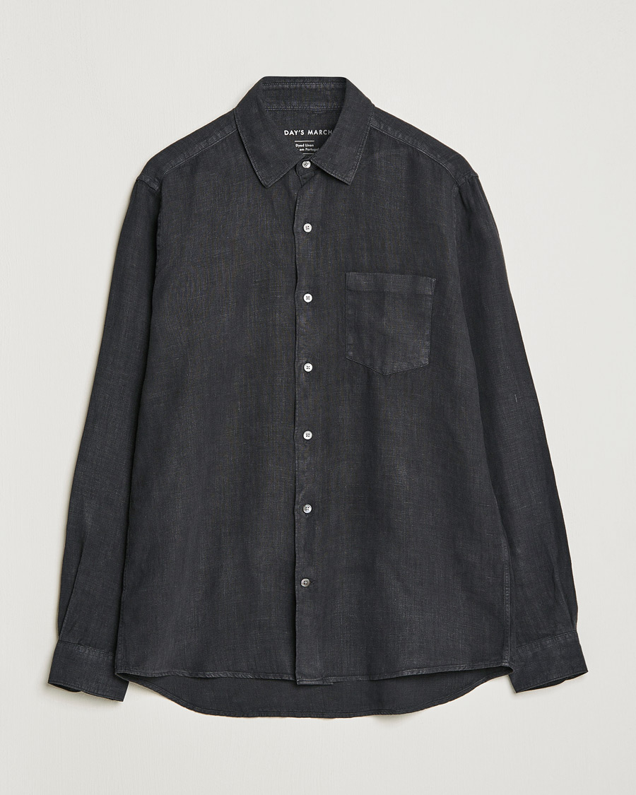 Herr | Skjortor | A Day's March | Abu Linen Shirt Off Black