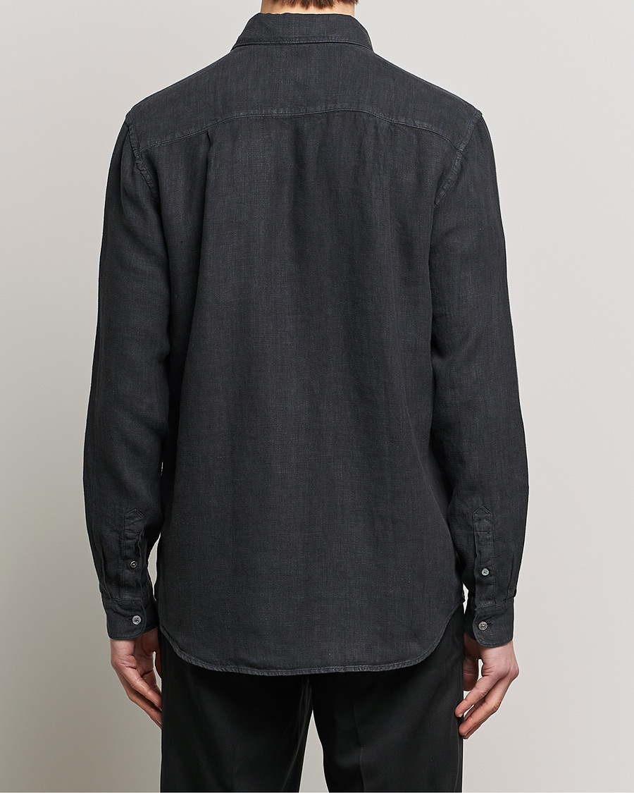 Herr | Skjortor | A Day's March | Abu Linen Shirt Off Black