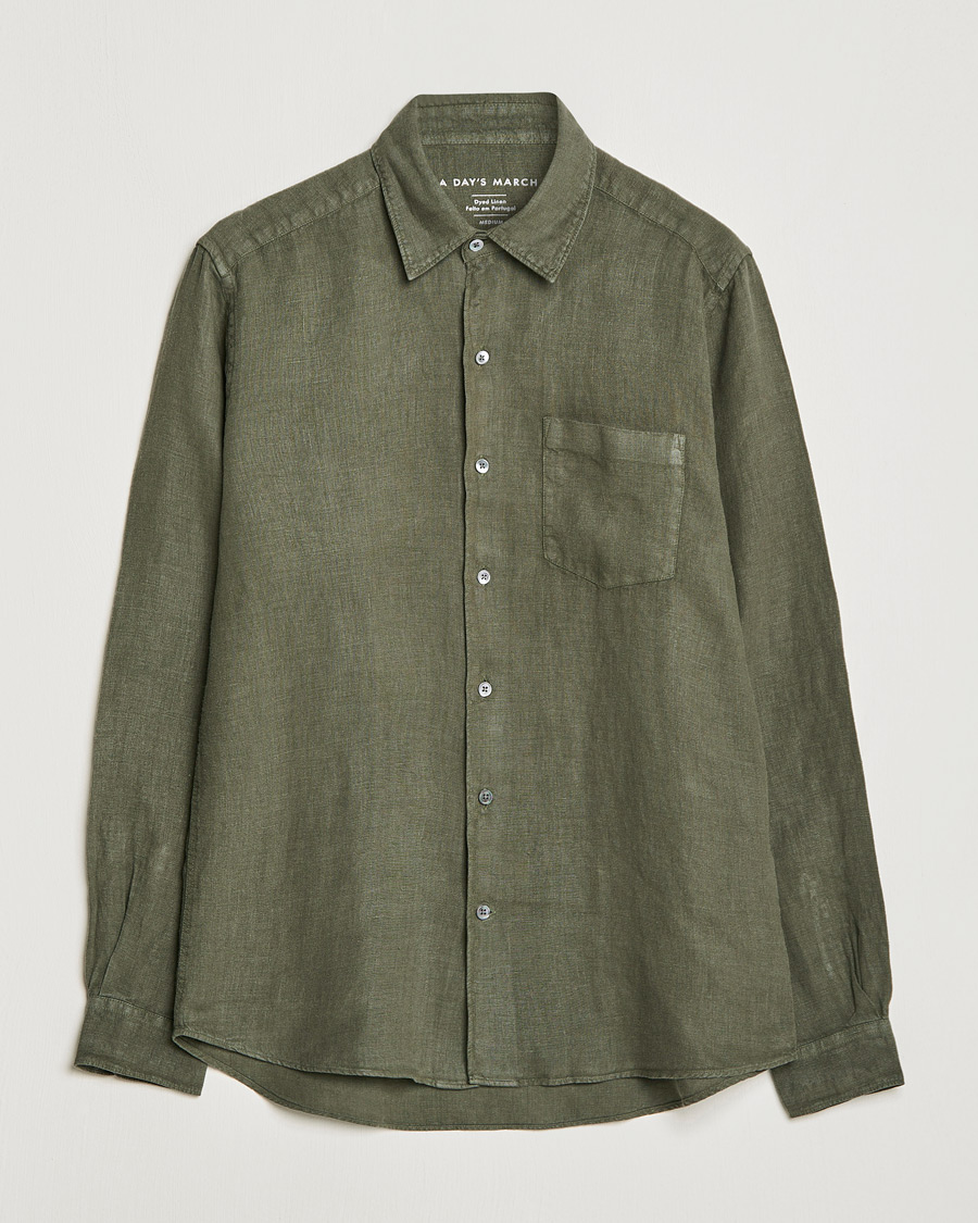 Herr | Skjortor | A Day's March | Abu Linen Shirt Seaweed