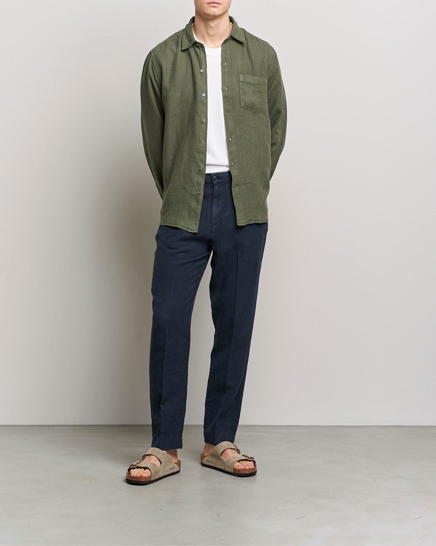Herr | Skjortor | A Day's March | Abu Linen Shirt Seaweed