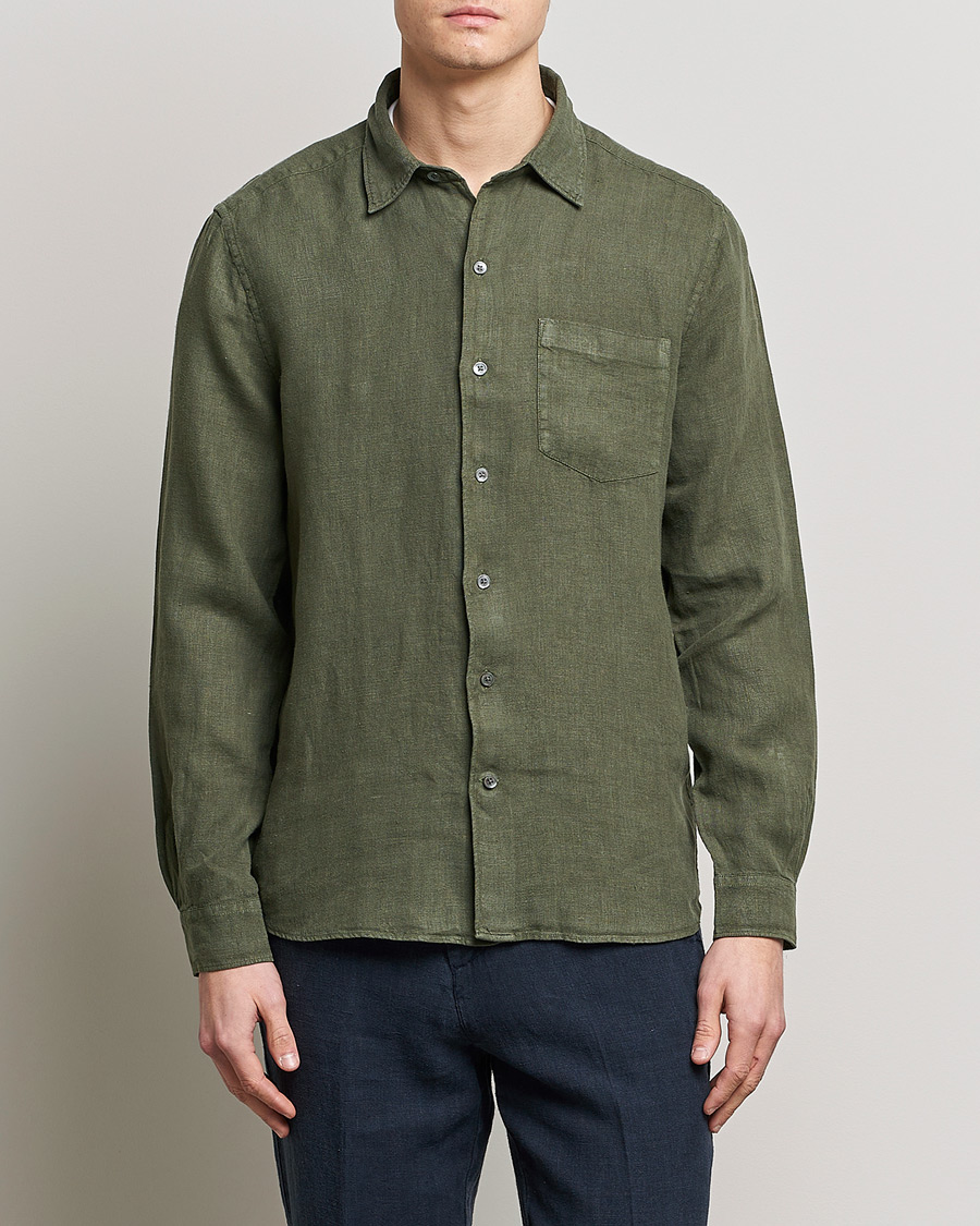 Herr | Casual | A Day's March | Abu Linen Shirt Seaweed