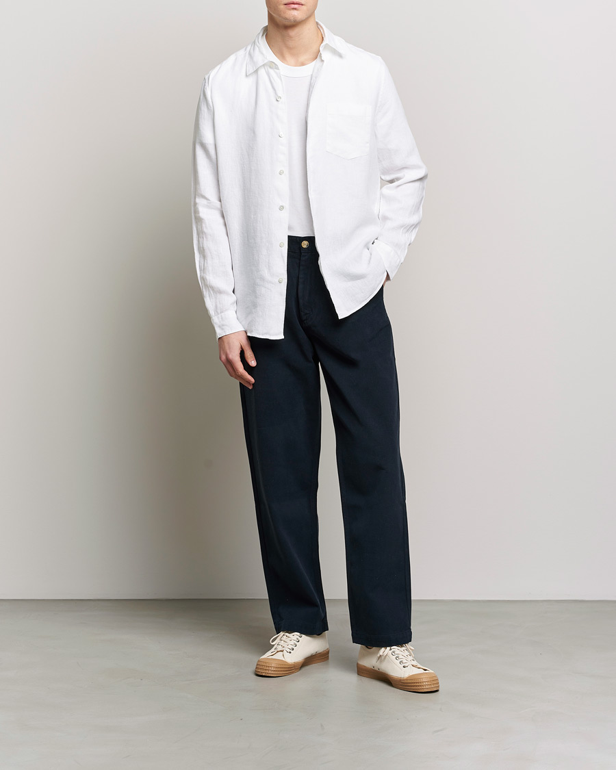 Herr | Skjortor | A Day's March | Abu Linen Shirt White