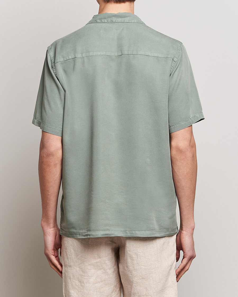 Herr | Skjortor | A Day's March | Yamu Short Sleeve Tencel Shirt Dusty Green