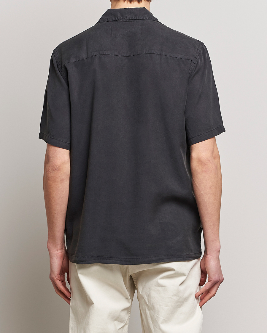 Herr | Skjortor | A Day's March | Yamu Short Sleeve Tencel Shirt Off Black