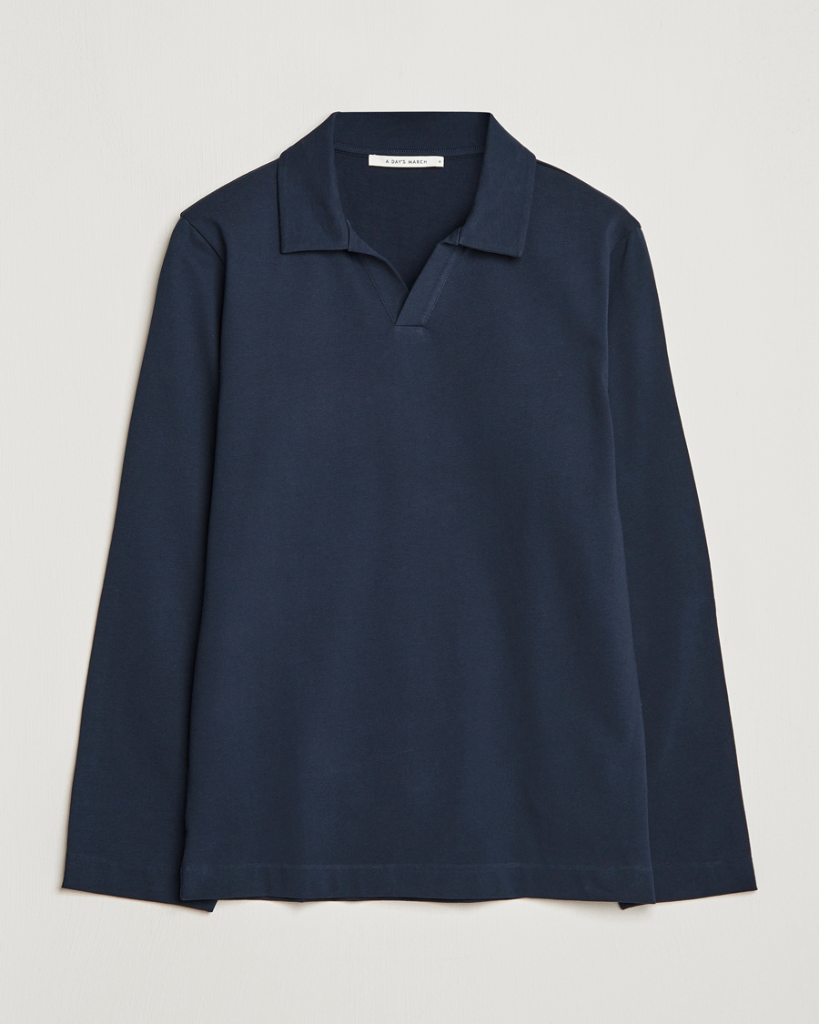 Herr | Tröjor | A Day's March | Branford Long Sleeve Jersey Polo Navy