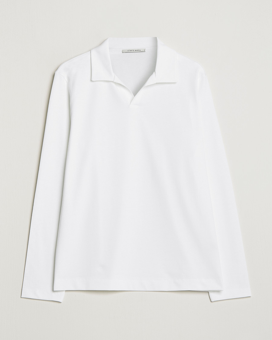 Herr | Tröjor | A Day's March | Branford Long Sleeve Jersey Polo Off White