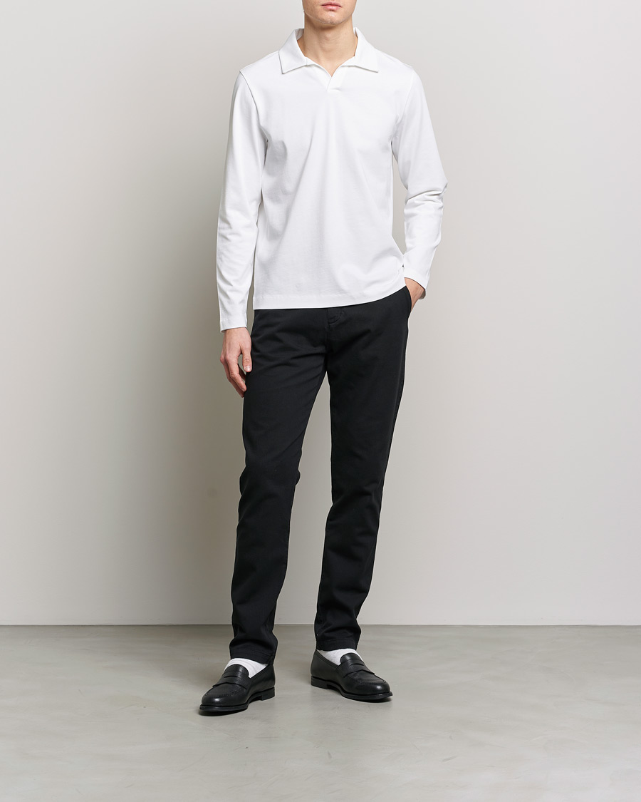 Herr | Tröjor | A Day's March | Branford Long Sleeve Jersey Polo Off White