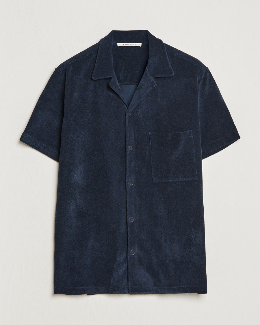 Herr | Skjortor | A Day's March | Yamu Short Sleeve Terry Shirt Navy
