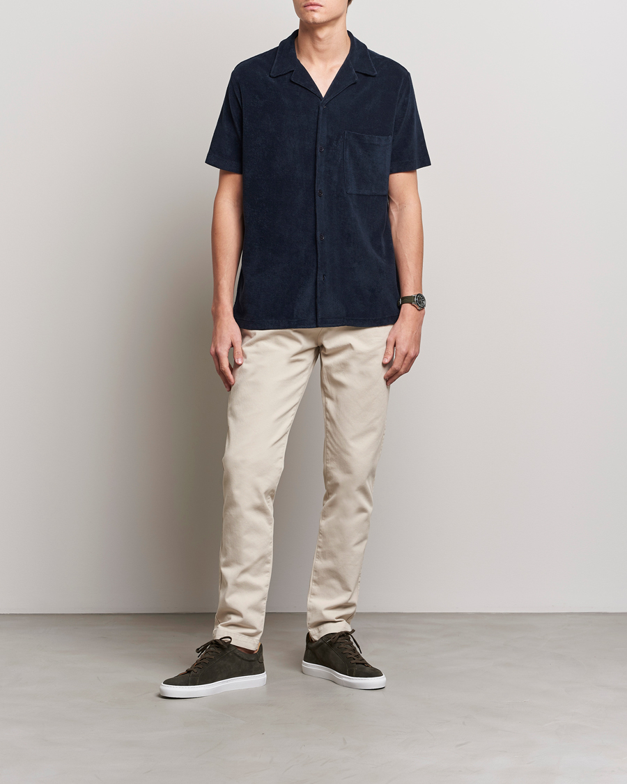 Herr | Skjortor | A Day's March | Yamu Short Sleeve Terry Shirt Navy