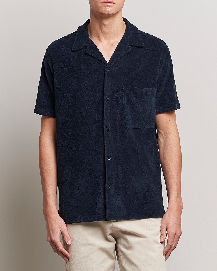 Herr | Skjortor | A Day's March | Yamu Short Sleeve Terry Shirt Navy