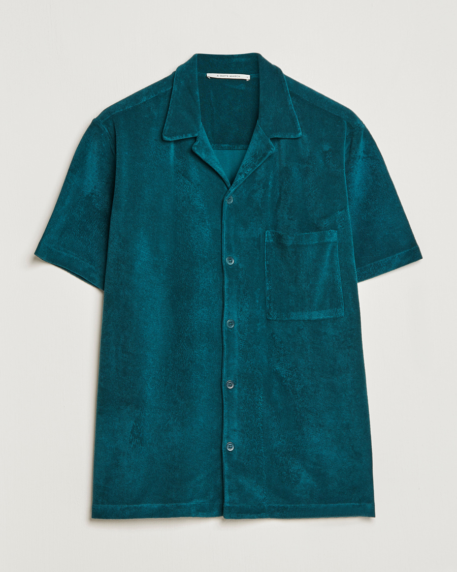 Herr | Skjortor | A Day's March | Yamu Short Sleeve Terry Shirt Teal