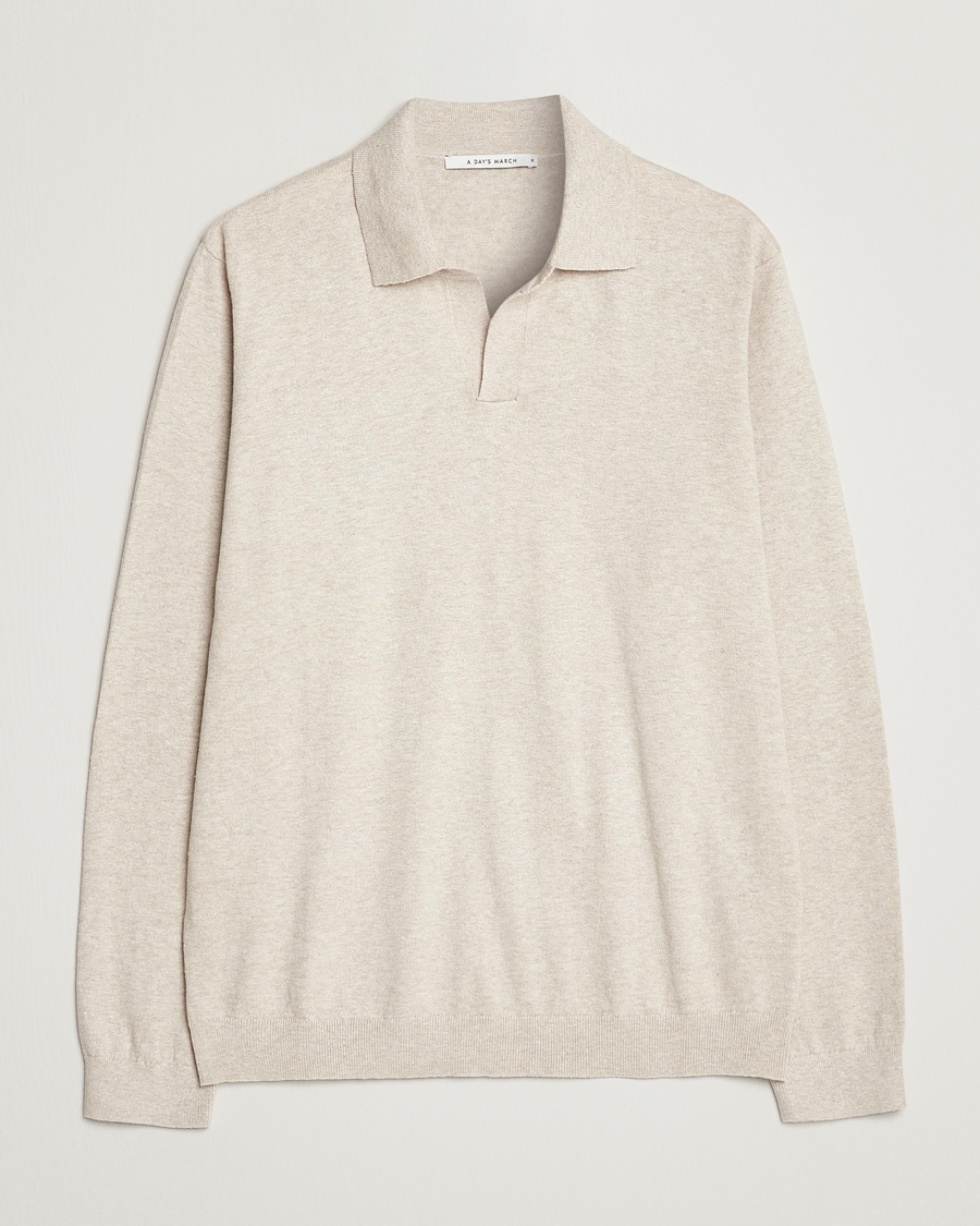 Herr | Pikéer | A Day's March | Manol Cotton Linen Polo Sand Melange
