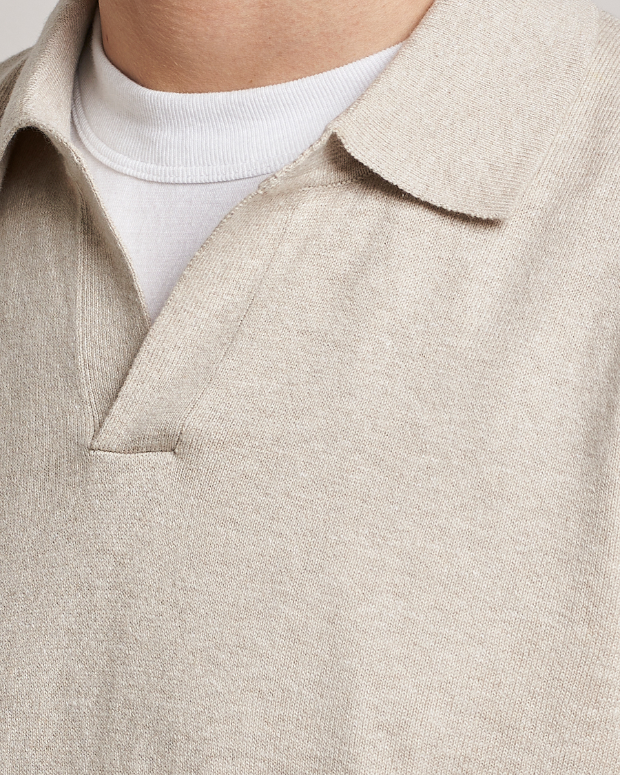 Herr | Pikéer | A Day's March | Manol Cotton Linen Polo Sand Melange