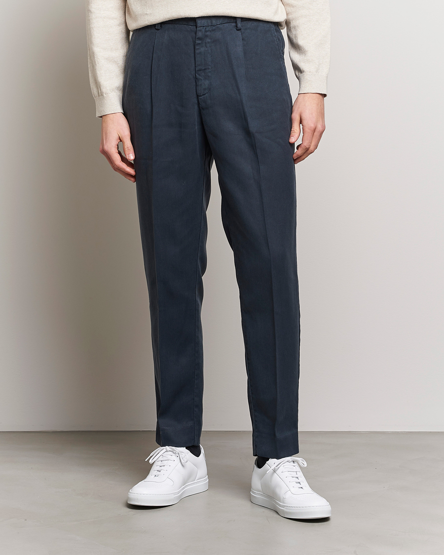 Herr | Byxor | A Day's March | Smart Trouser Tencel Navy