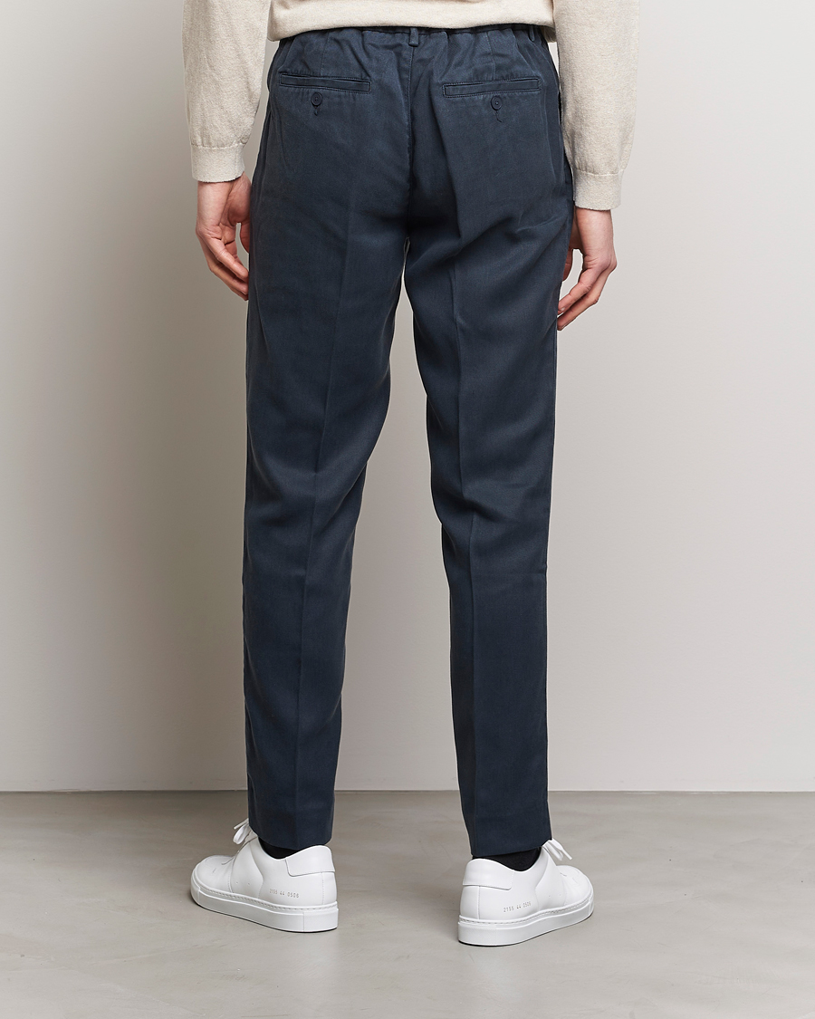 Herr | Byxor | A Day's March | Smart Trouser Tencel Navy