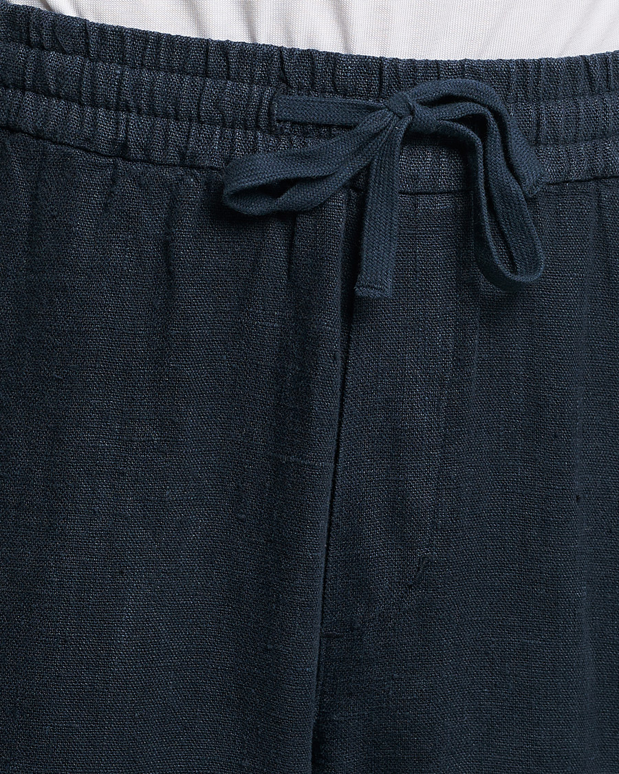 Herr | Byxor | A Day's March | Tamait Drawstring Linen Trousers Navy