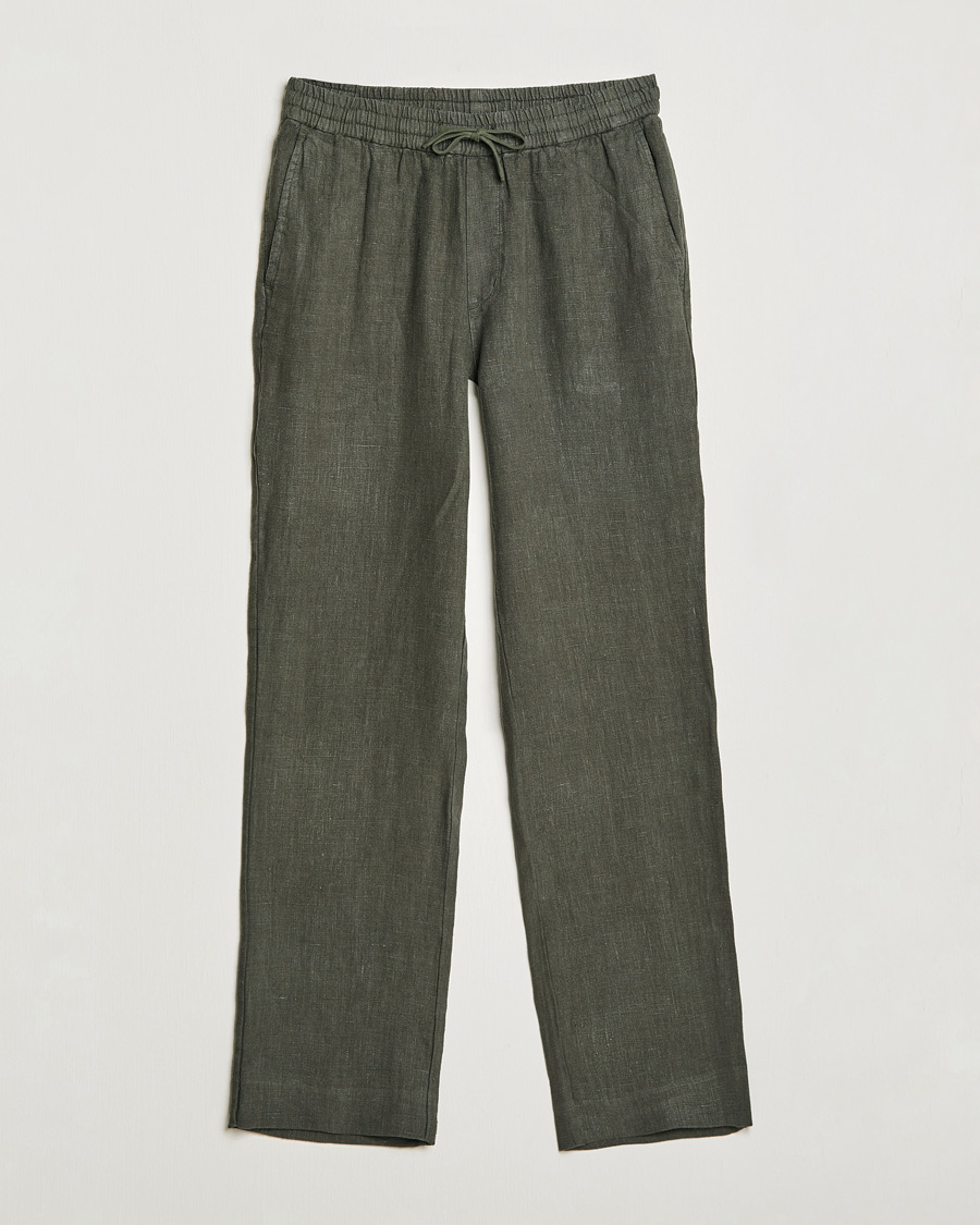 Herr | Byxor | A Day's March | Tamait Drawstring Linen Trousers Olive