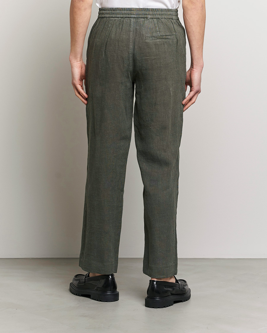 Herr | Byxor | A Day's March | Tamait Drawstring Linen Trousers Olive