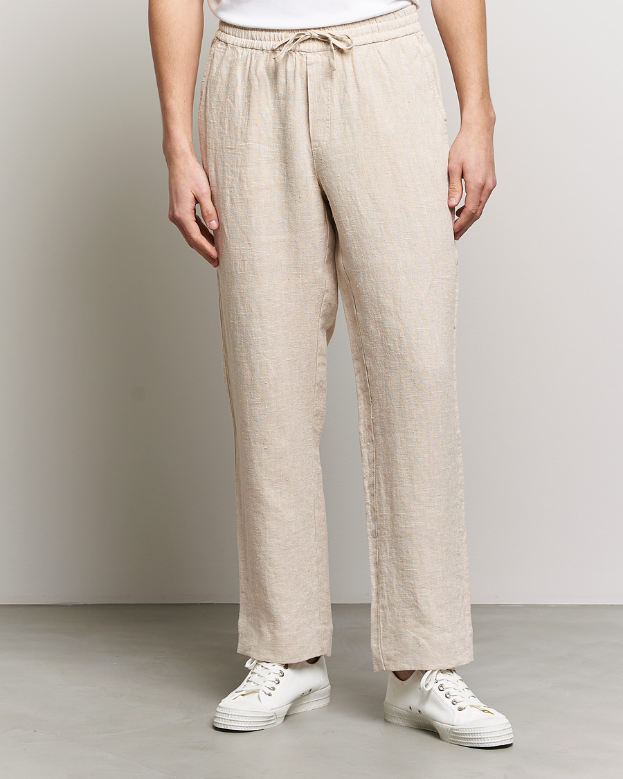 Herr | Byxor | A Day's March | Tamait Drawstring Linen Trousers Oyster