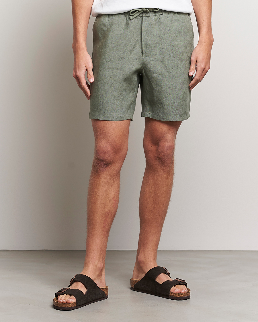 Herr | A Day's March | A Day's March | Ipu Drawstring Linen Shorts Dusty Green