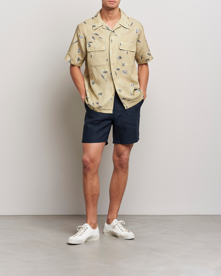 Herr | Shorts | A Day's March | Ipu Drawstring Linen Shorts Navy